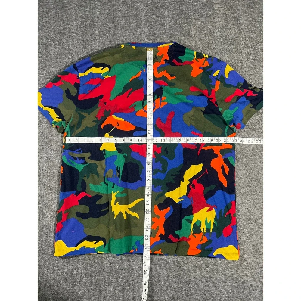 Polo Ralph Lauren Mens Large Multi Color Camo Big Pony Logo T-Shirt Classic Fit
